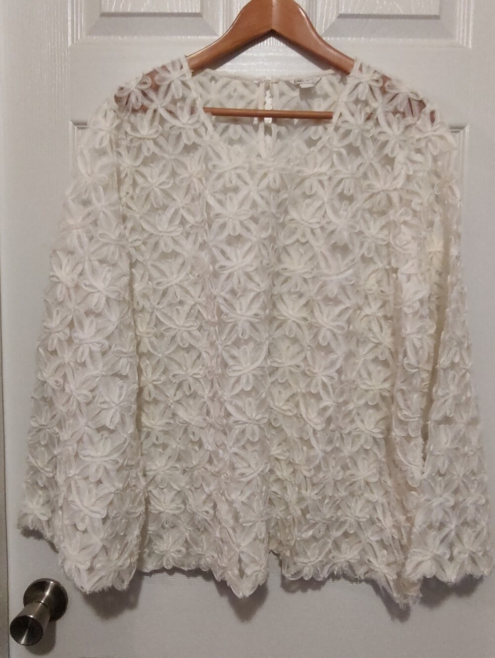 Cato Ivory Floral Appliqué Lace Blouse